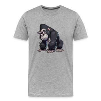 Gorille Enfant - T-shirt bio Premium Homme - gris chiné - Devant - Damien (186cm)