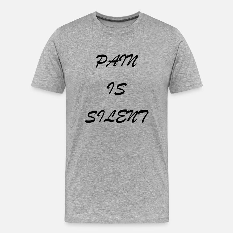 PAIN IS SILENT Brush Script - Männer Premium Bio T-Shirt - Grau meliert