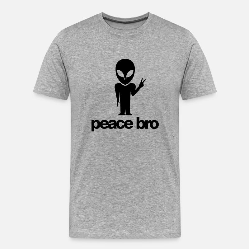 Peace bro alien - Männer Premium Bio T-Shirt - Grau meliert