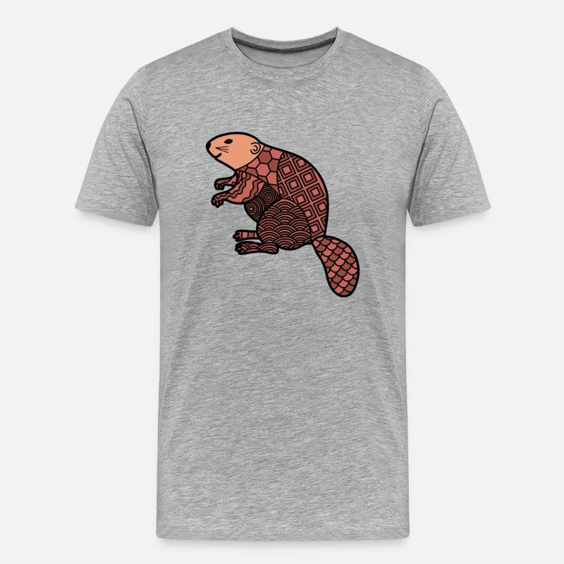 ZenDoodle "Biber" - Männer Premium Bio T-Shirt - Grau meliert