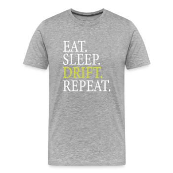 DRIFT - Männer Premium Bio T-Shirt - Grau meliert - Vorne - Damien (186cm)