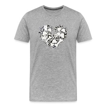 Coeur, Patte De Chien, Chiens, Patte - T-shirt bio Premium Homme - gris chiné - Devant - Damien (186cm)