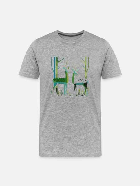Hirschwald 2 - Männer Premium Bio T-Shirt - Grau meliert