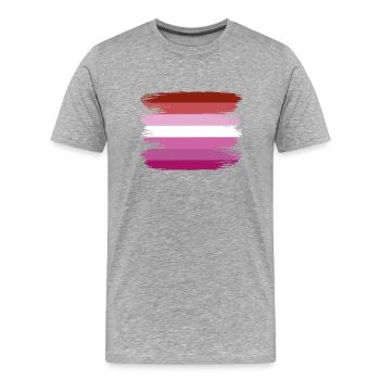 Lesbienne Lesbienne Fierté Drapeau LGBT - T-shirt bio Premium Homme - gris chiné - Devant - Damien (186cm)