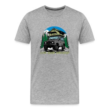 Landy Camping Roof Tent Bestseller Live Your Dreams - Men's Premium Organic T-Shirt - heather grey - Front - Damien (186cm)