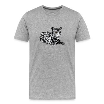 Tigre, léopard, paillettes, paillettes, noir et blanc - T-shirt bio Premium Homme - gris chiné - Devant - Damien (186cm)