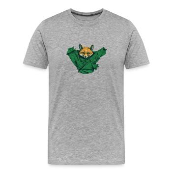 Chemise pour homme Fox Paper : orange foncé et vert - T-shirt bio Premium Homme - gris chiné - Devant - Damien (186cm)