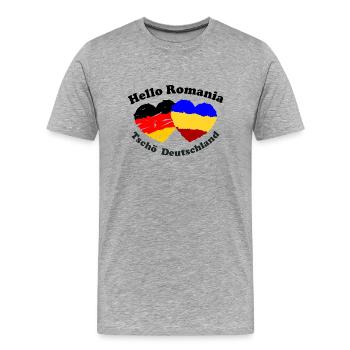 Umzug nach Rumänien - Männer Premium Bio T-Shirt - Grau meliert - Vorne - Damien (186cm)