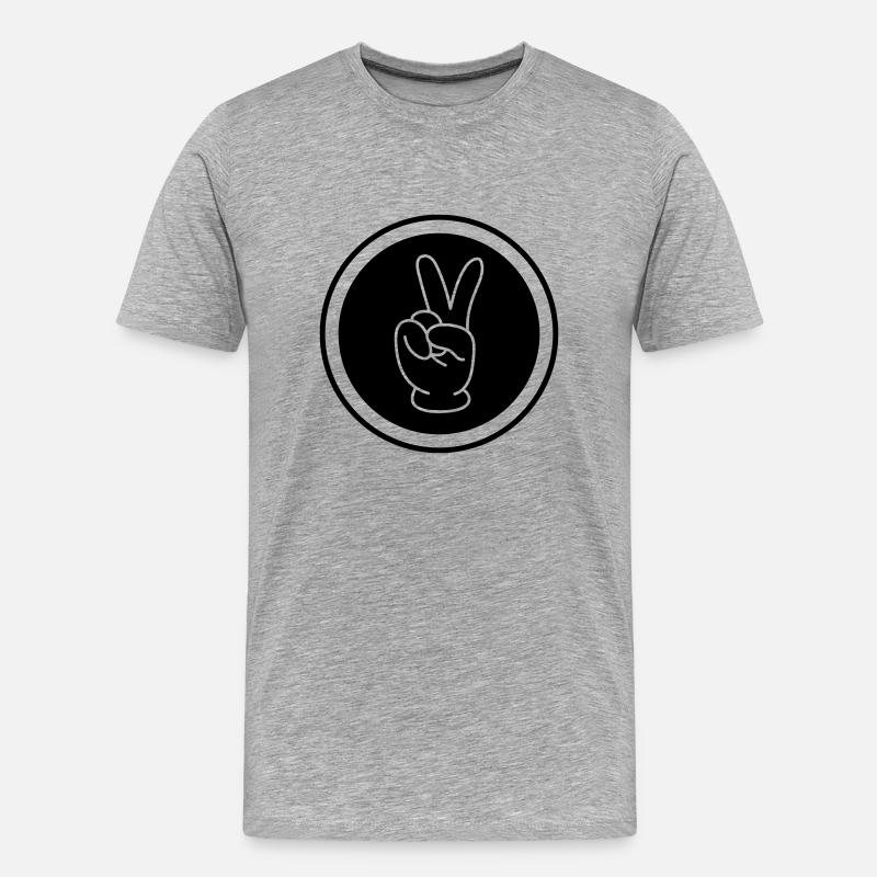 Peace Hand Comic - Männer Premium Bio T-Shirt - Grau meliert
