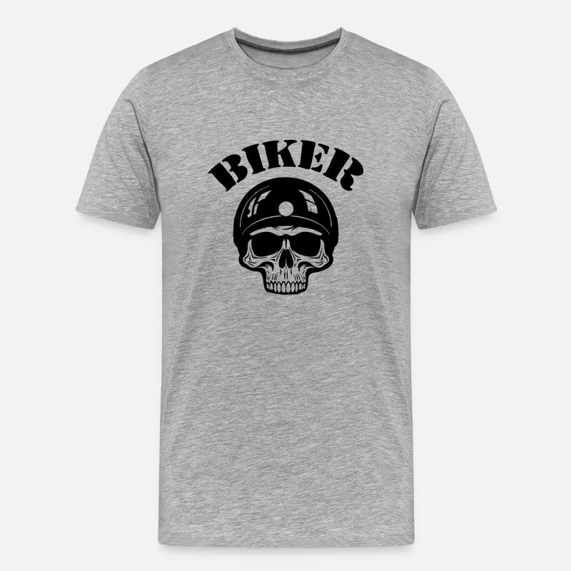 Skelett Biker - Männer Premium Bio T-Shirt - Grau meliert