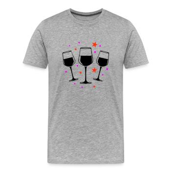 Weinglas Rotwein Symbol - Männer Premium Bio T-Shirt - Grau meliert - Vorne - Damien (186cm)