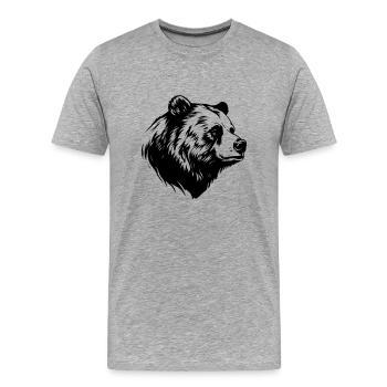 Bear Grizzly Animal - Men's Premium Organic T-Shirt - heather grey - Front - Damien (186cm)