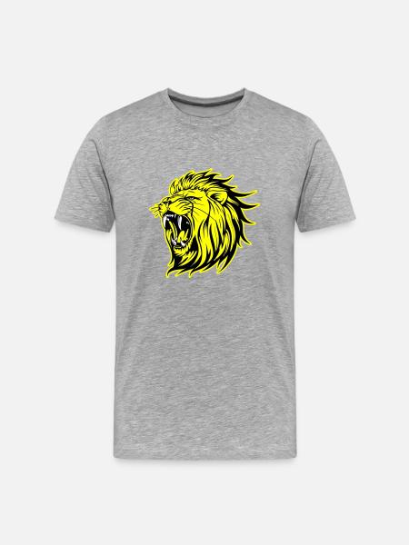 Lion Wild Head Leo - Men's Premium Organic T-Shirt - heather grey