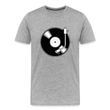 Retro Vinyl Schallplatte Minimal Motiv - Männer Premium Bio T-Shirt - Grau meliert - Vorne - Damien (186cm)