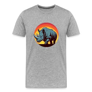 nashorn sunset rund - Männer Premium Bio T-Shirt - Grau meliert - Vorne - Damien (186cm)