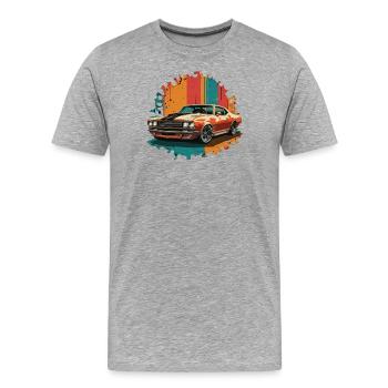 Retro muscle car 1 - Männer Premium Bio T-Shirt - Grau meliert - Vorne - Damien (186cm)
