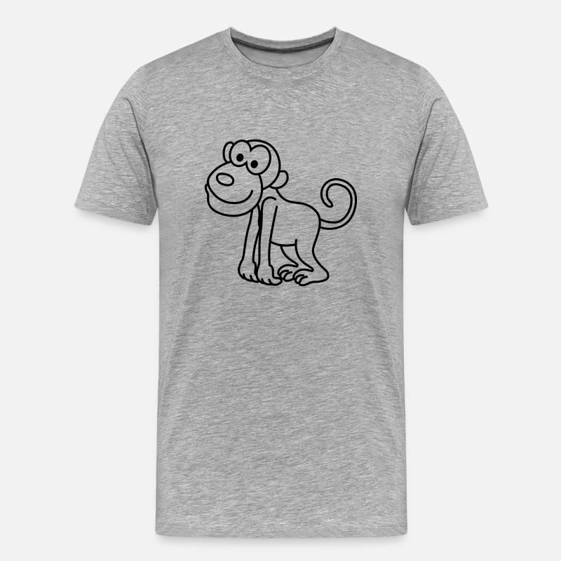 Affe Comic Tier - Männer Premium Bio T-Shirt - Grau meliert
