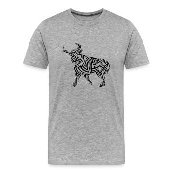 Tatouage tribal Taurus - T-shirt bio Premium Homme - gris chiné - Devant - Damien (186cm)