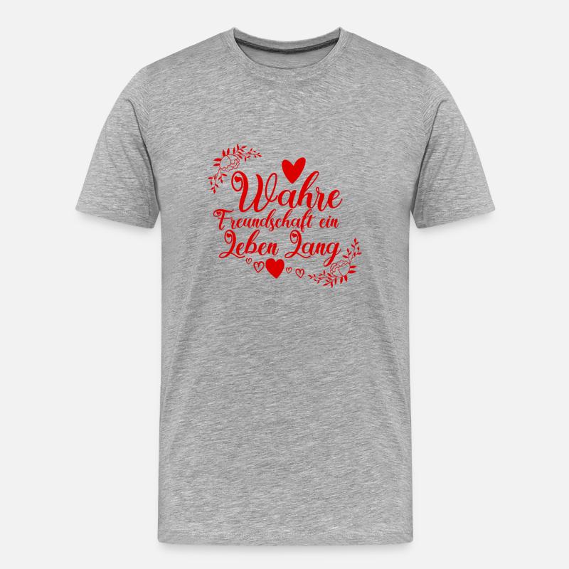 Freundschaft ein leben lang - Männer Premium Bio T-Shirt - Grau meliert
