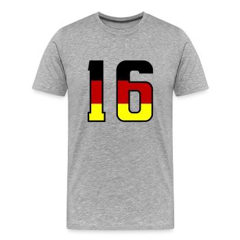 16 Symbole numérique Allemagne - T-shirt bio Premium Homme - gris chiné - Devant - Damien (186cm)