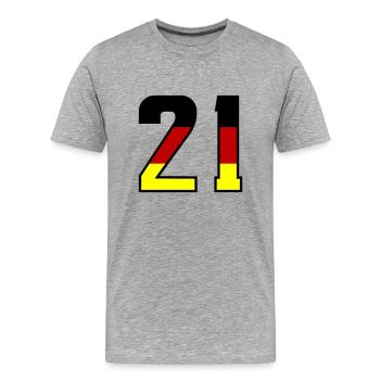 21 Symbole numérique Allemagne - T-shirt bio Premium Homme - gris chiné - Devant - Damien (186cm)