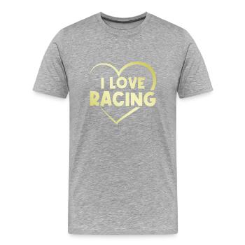 Ich liebe Rennen - Männer Premium Bio T-Shirt - Grau meliert - Vorne - Damien (186cm)