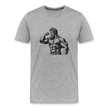 Bodybuilders Muscles Musculation - T-shirt bio Premium Homme - gris chiné - Devant - Damien (186cm)