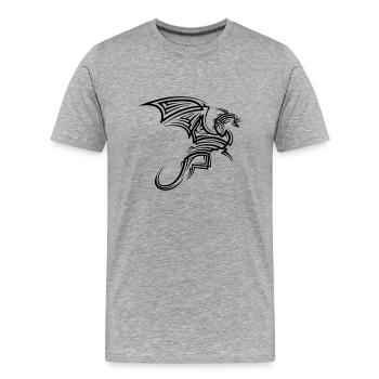 Tatouage tribal dragon - T-shirt bio Premium Homme - gris chiné - Devant - Damien (186cm)