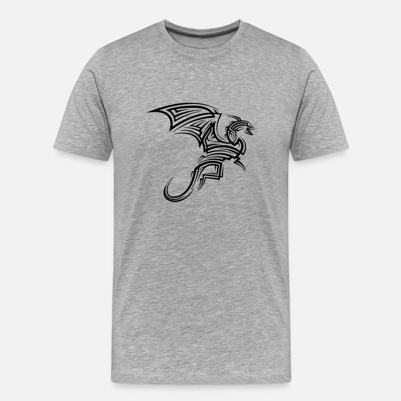 Drache Tribal Tattoo - Männer Premium Bio T-Shirt - Grau meliert