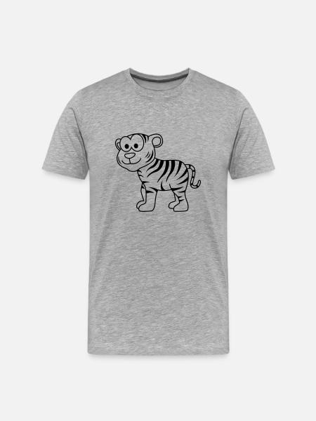 Tiger Comic Tier - Männer Premium Bio T-Shirt - Grau meliert