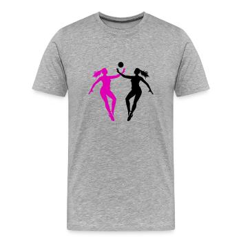 Volleyball Spielerin Silhouette - Männer Premium Bio T-Shirt - Grau meliert - Vorne - Damien (186cm)