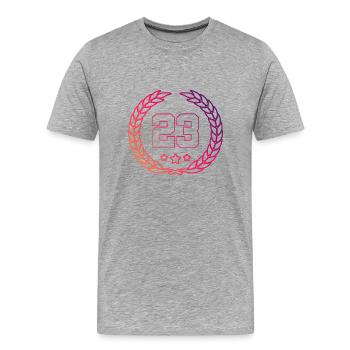 Couronne de 23 chiffres - T-shirt bio Premium Homme - gris chiné - Devant - Damien (186cm)