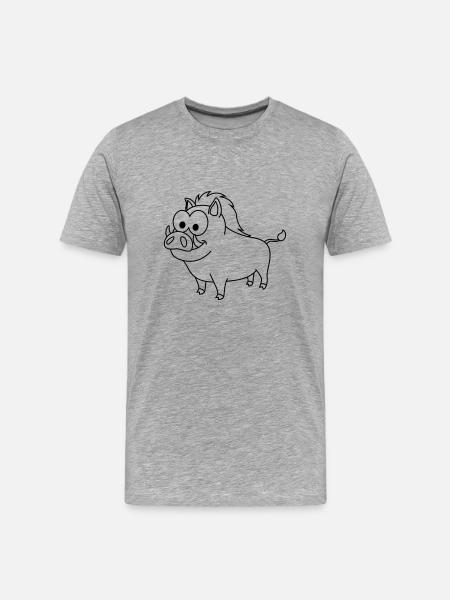Wild Boar Comic Animal - Men's Premium Organic T-Shirt - heather grey