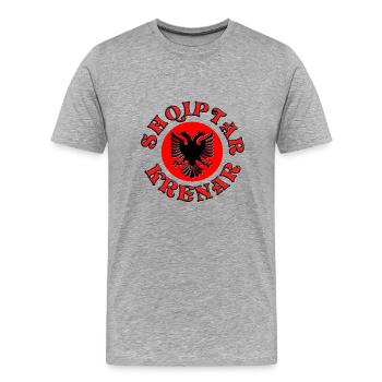 Shqiptar Krenar, Kosova, Shqiprija, Shqiponja - Männer Premium Bio T-Shirt - Grau meliert - Vorne - Damien (186cm)