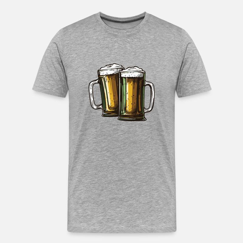 Bier Glas Prost Drinking - Männer Premium Bio T-Shirt - Grau meliert