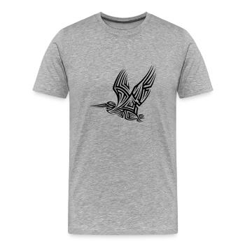 Pelikan Tribal Tattoo - Männer Premium Bio T-Shirt - Grau meliert - Vorne - Damien (186cm)