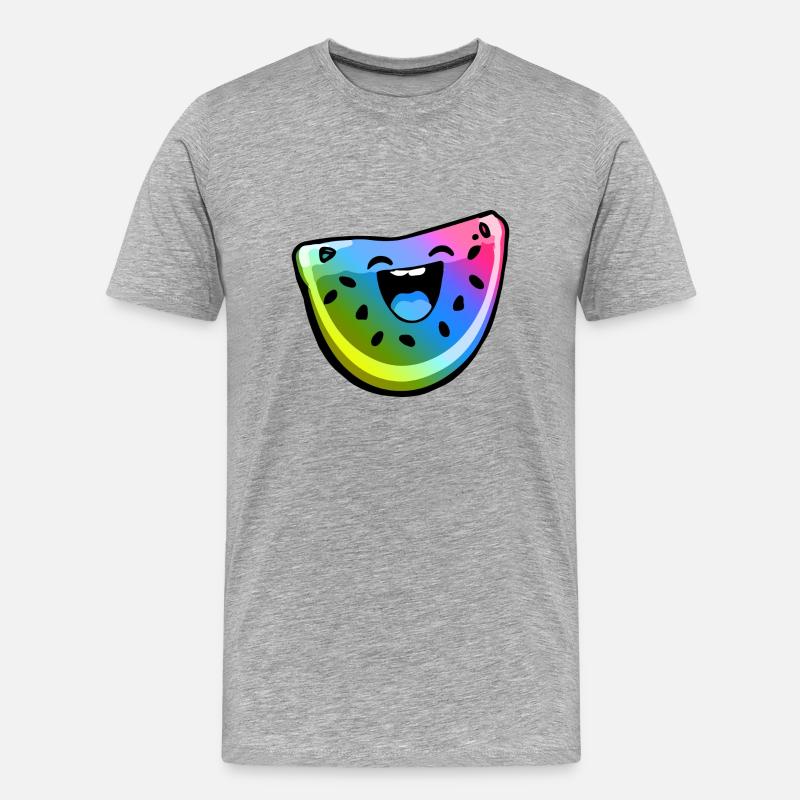 Wassermelone Comic Bunt - Männer Premium Bio T-Shirt - Grau meliert