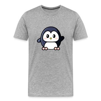 Mignon pingouin agitant - T-shirt bio Premium Homme - gris chiné - Devant - Damien (186cm)