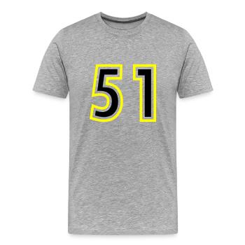 51 Zahl College - Männer Premium Bio T-Shirt - Grau meliert - Vorne - Damien (186cm)