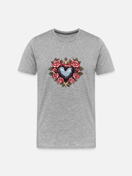 Herz Symbol Liebe - Männer Premium Bio T-Shirt - Grau meliert