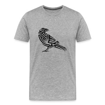 Tatouage tribal Crow - T-shirt bio Premium Homme - gris chiné - Devant - Damien (186cm)