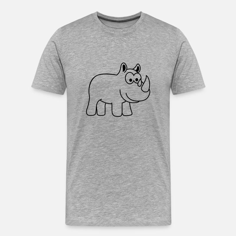 Nashorn Comic Tier - Männer Premium Bio T-Shirt - Grau meliert
