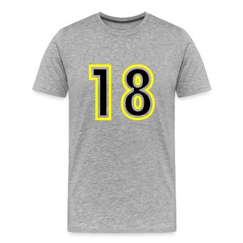 18 Zahl College - Männer Premium Bio T-Shirt - Grau meliert - Vorne - Damien (186cm)