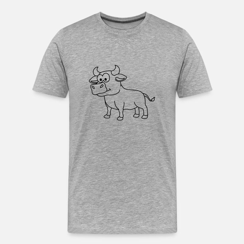 Stier Comic Tier - Männer Premium Bio T-Shirt - Grau meliert