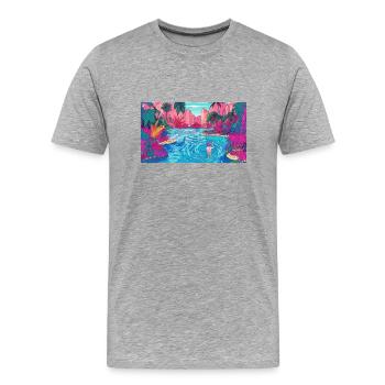 Illustration de nageur et de piscine vibrante - T-shirt bio Premium Homme - gris chiné - Devant - Damien (186cm)