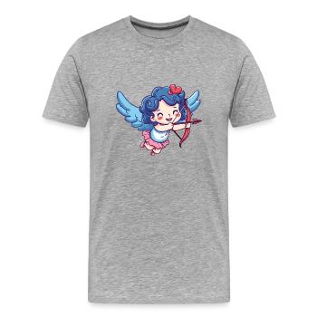 Ange arc et flèche Cupidon Saint-Valentin - T-shirt bio Premium Homme - gris chiné - Devant - Damien (186cm)