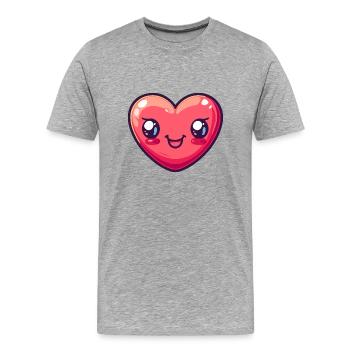 Coeur Amour Amour - T-shirt bio Premium Homme - gris chiné - Devant - Damien (186cm)