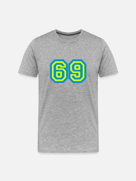 69 Sex - Männer Premium Bio T-Shirt - Grau meliert