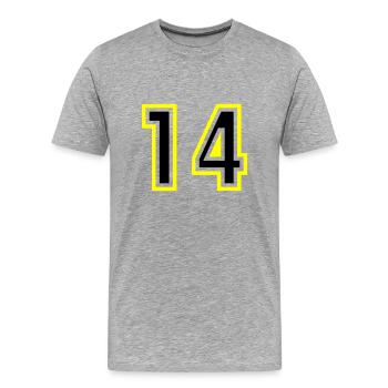 14 Zahl College - Männer Premium Bio T-Shirt - Grau meliert - Vorne - Damien (186cm)