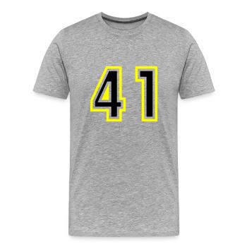 41 Zahl College - Männer Premium Bio T-Shirt - Grau meliert - Vorne - Damien (186cm)